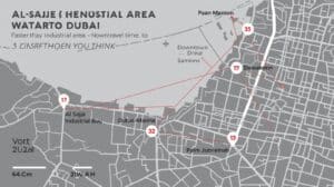 simple map graphic showing the Al Sajja Industrial Area