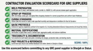 Use this scorecard before committing to any GRC panel supplier in Sharjah or Dubai.