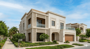 Completed GRC facade panels on a luxury Dubai villa project