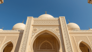 GRC cladding Islamic geometric pattern Dubai mosque facade - decorative GRC UAE cultural landmark.