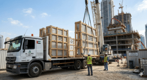 GRC panel delivery from Sharjah to Dubai - Al Jilani GRC transportation and logistics