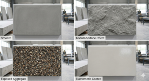 GRC panel surface finishes