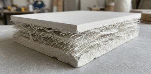GRG panel cross-section showing glass fiber reinforcement layers - Glass Reinforced Gypsum material Dubai