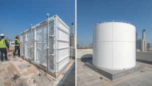 GRP panel tank installation Sharjah UAE modular assembly