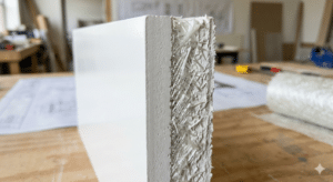 layered cross-section of a GRG panel