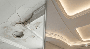 showing a cracked, poorly finished GRG ceiling