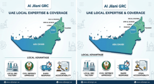 showing the UAE map with Al Jilani GRC's service coverage