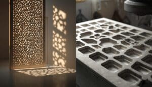 GRC Jali screen panel with intricate Islamic geometric pattern - manufactured by Al Jilani GRC Dubai