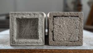 Cross-section of a GRC panel showing alkali-resistant glass fibre reinforcement - Al Jilani GRC Dubai