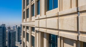 GRC façade cladding installed on a Dubai high-rise building withstanding extreme heat