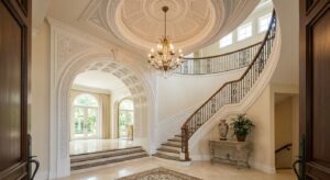 GRG entrance archway and ceiling medallion Dubai villa