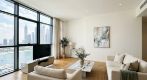 Freshly painted Dubai living room finished at fair painting contractor prices with an even, clean result